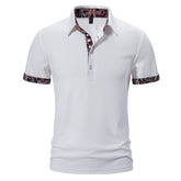European Size Polo Shirt Men's Color Stitching Turnover Neck Short Sleeve